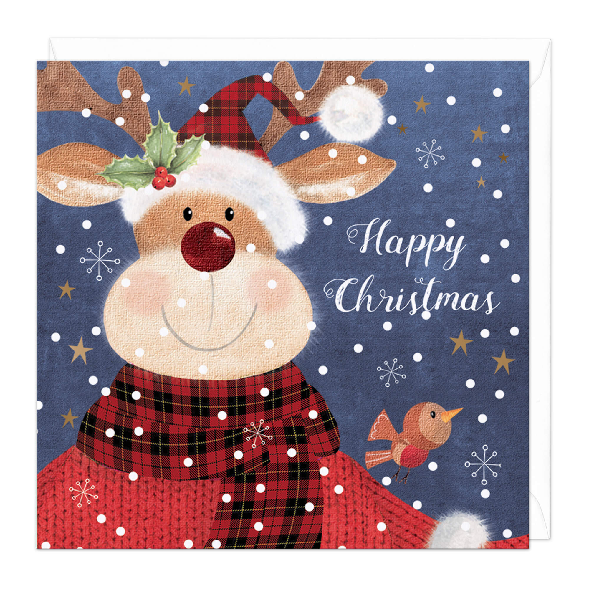 An image of Smiling Rudolph and Robin Christmas Card Whistlefish