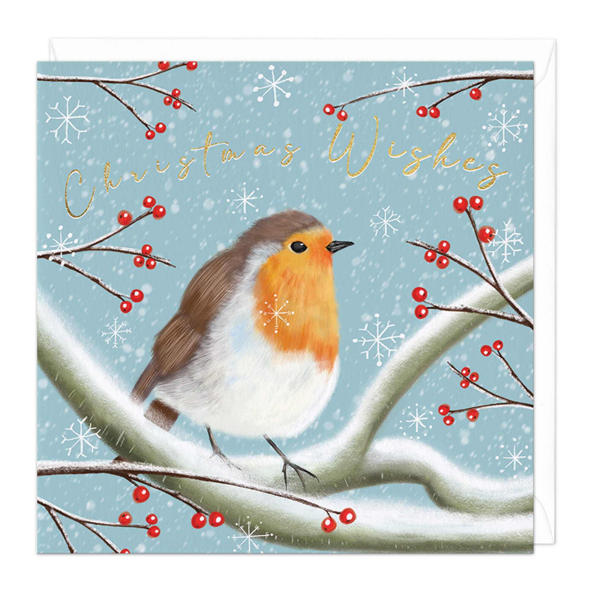 An image of Christmas Wishes Robin Christmas Card Whistlefish