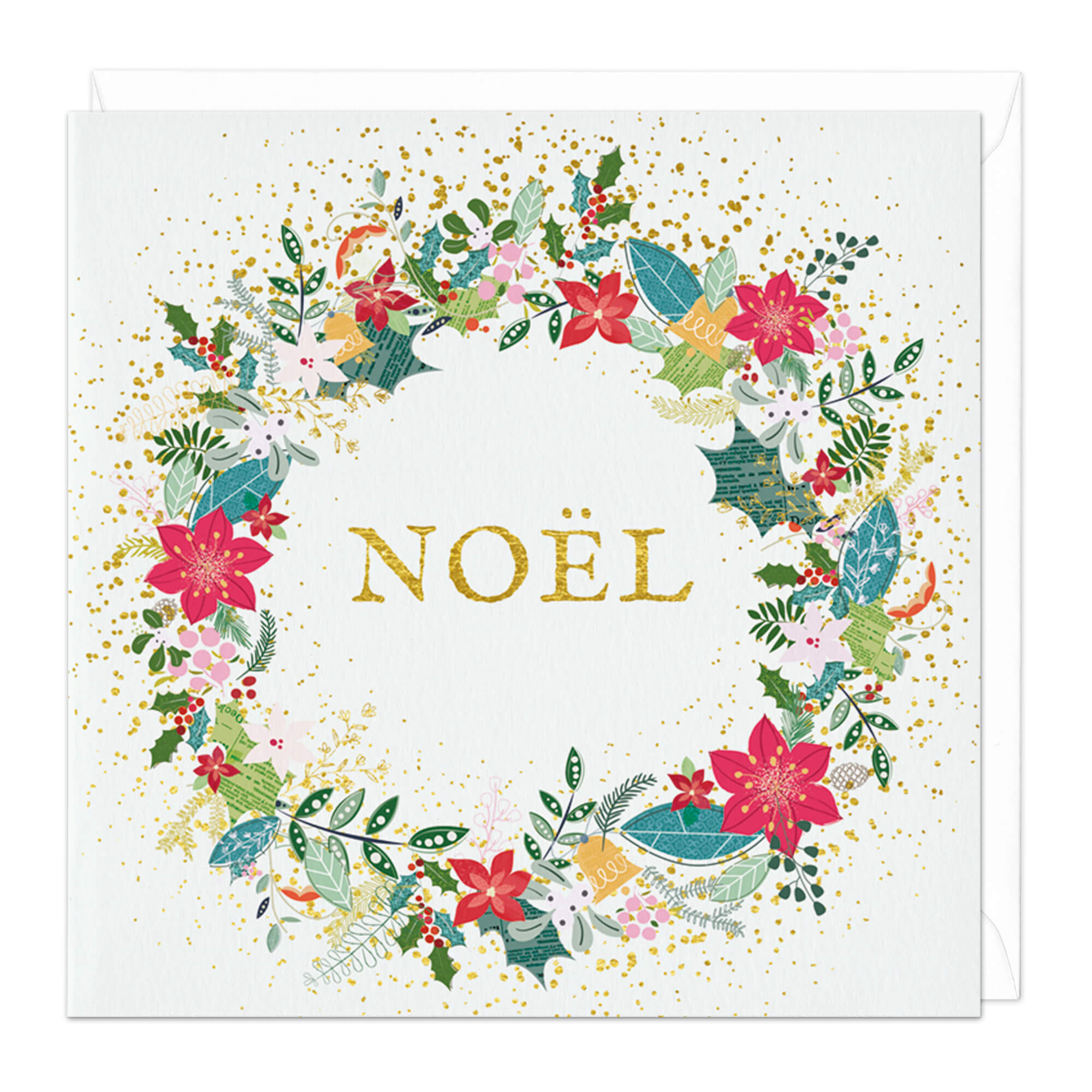 An image of Golden Noel Wreath Christmas Card Whistlefish
