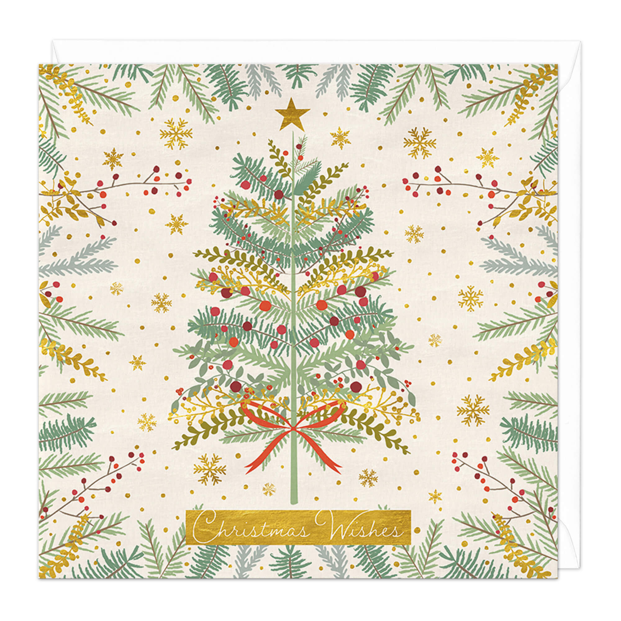 An image of Red and Gold Christmas Tree Christmas Card Whistlefish