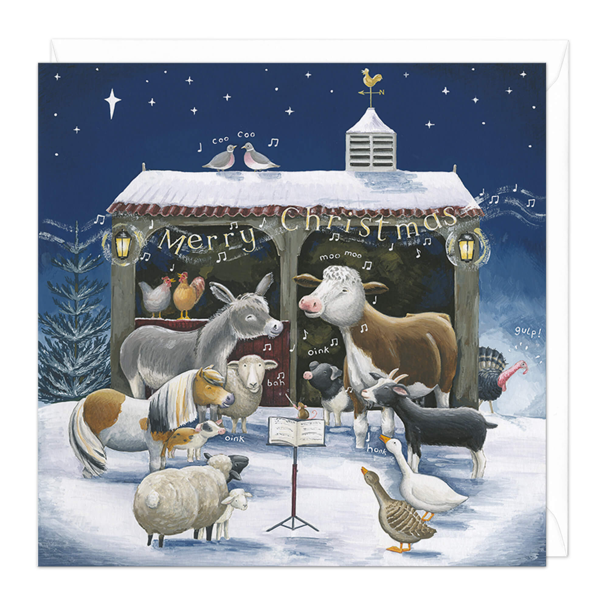 An image of Farmyard Carols Christmas Card Whistlefish