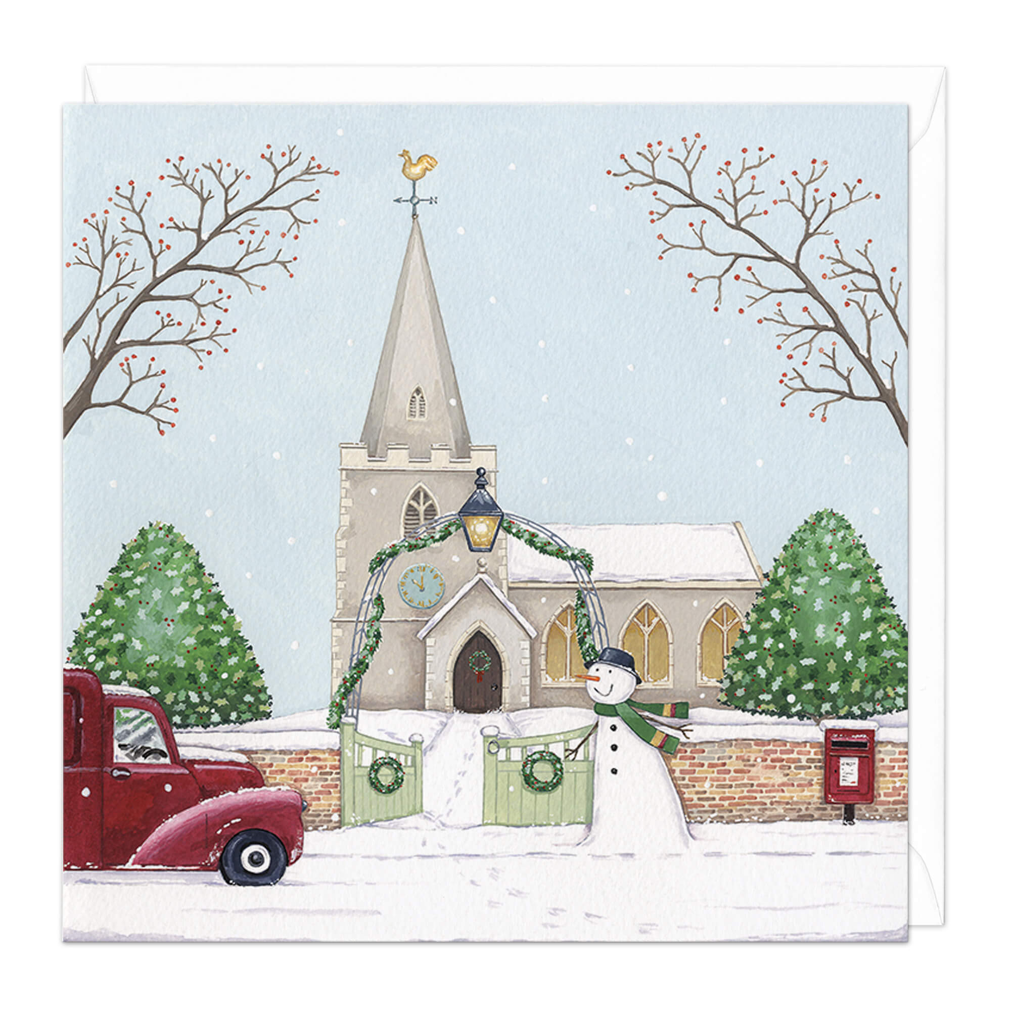 An image of Church Snowman Christmas Card Whistlefish