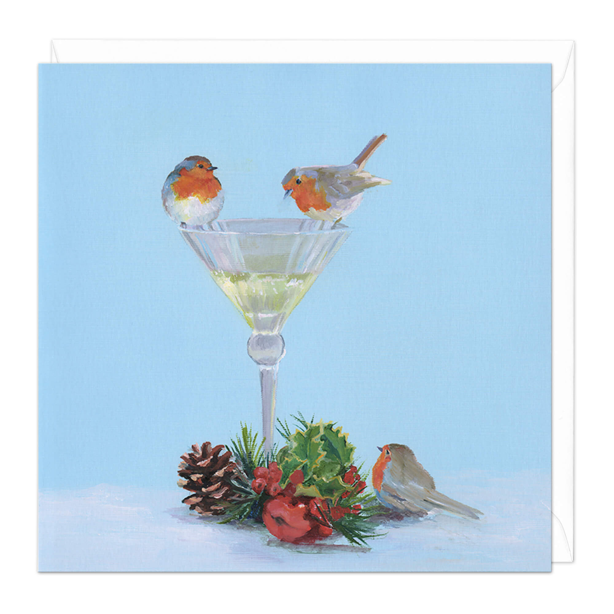 An image of Festive Robin Drinks Christmas Card Whistlefish