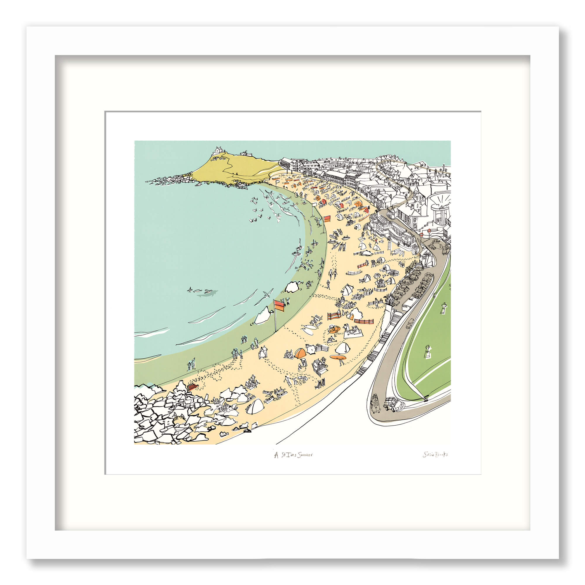 An image of A St Ives Summer Small Framed Print Whistlefish