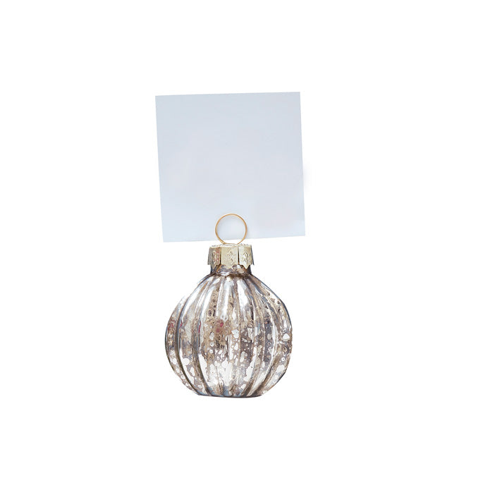 Silver Bauble Christmas Place Card Holder