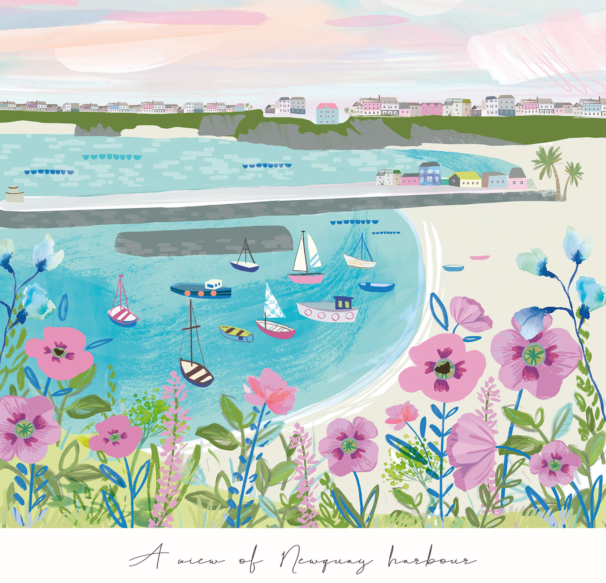 A View of Newquay Harbour Art Print