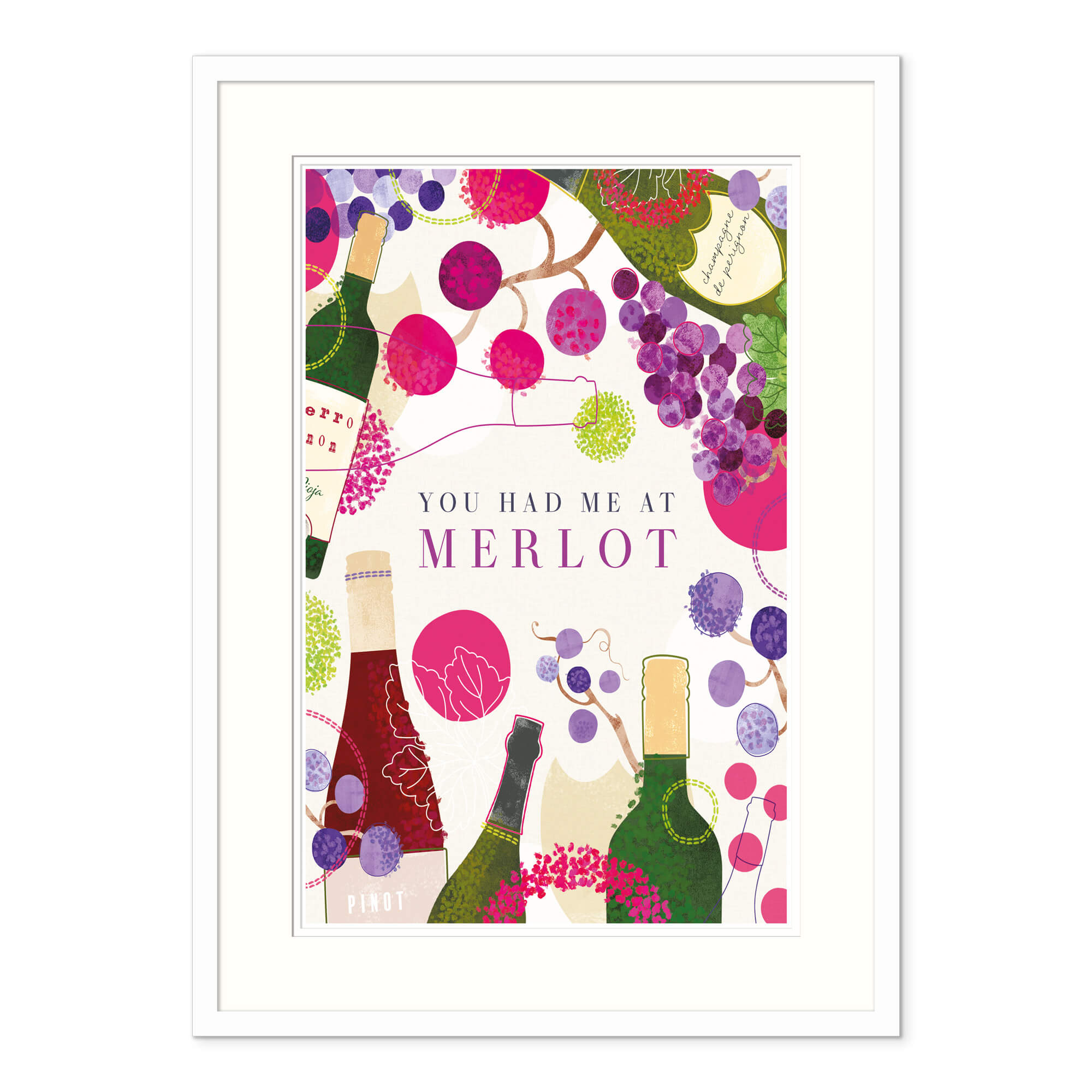 An image of You Had Me At Merlot Framed Print Whistlefish