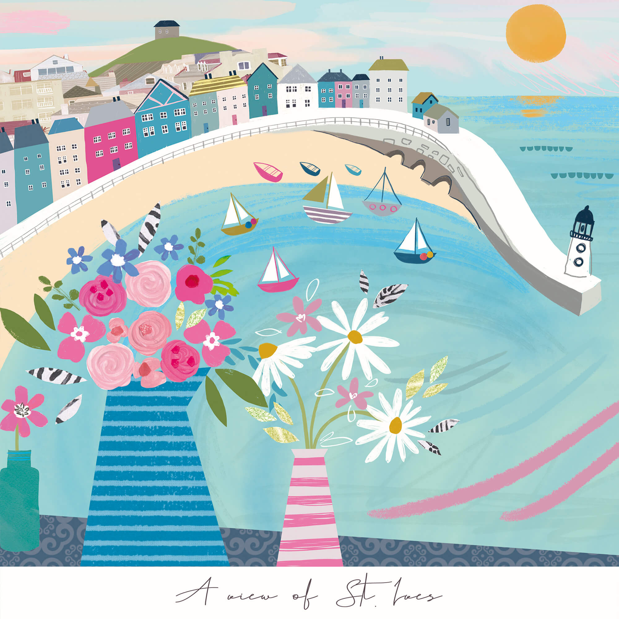 An image of A View of St Ives Mini Square Art Print Whistlefish