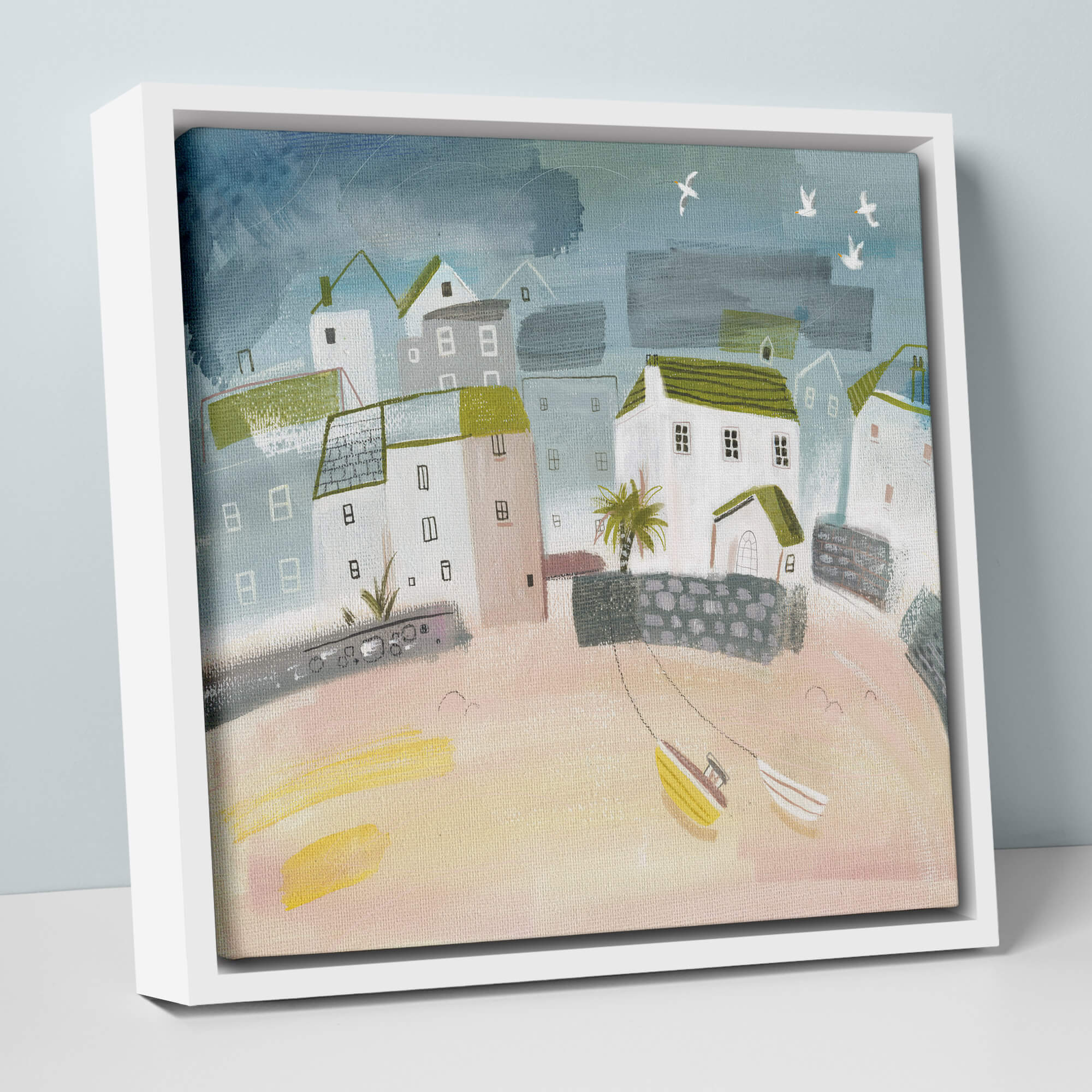 An image of St Ives Palm Tree Small Framed Canvas Whistlefish