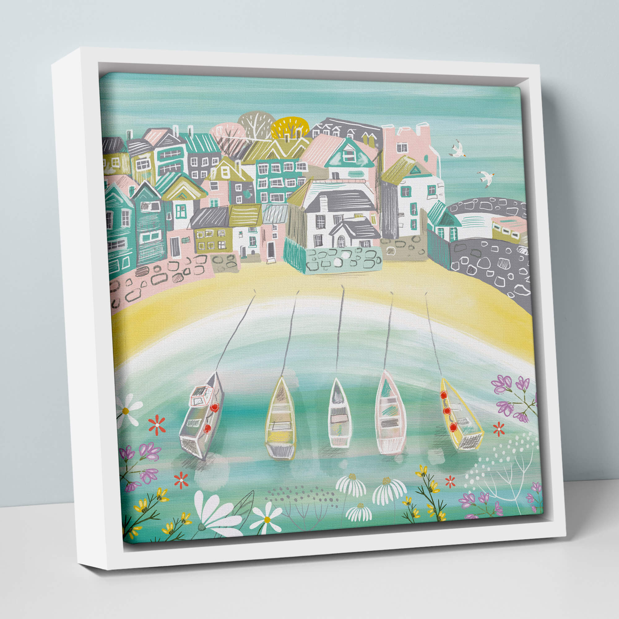An image of Kitty's Corner Small Framed Canvas Whistlefish