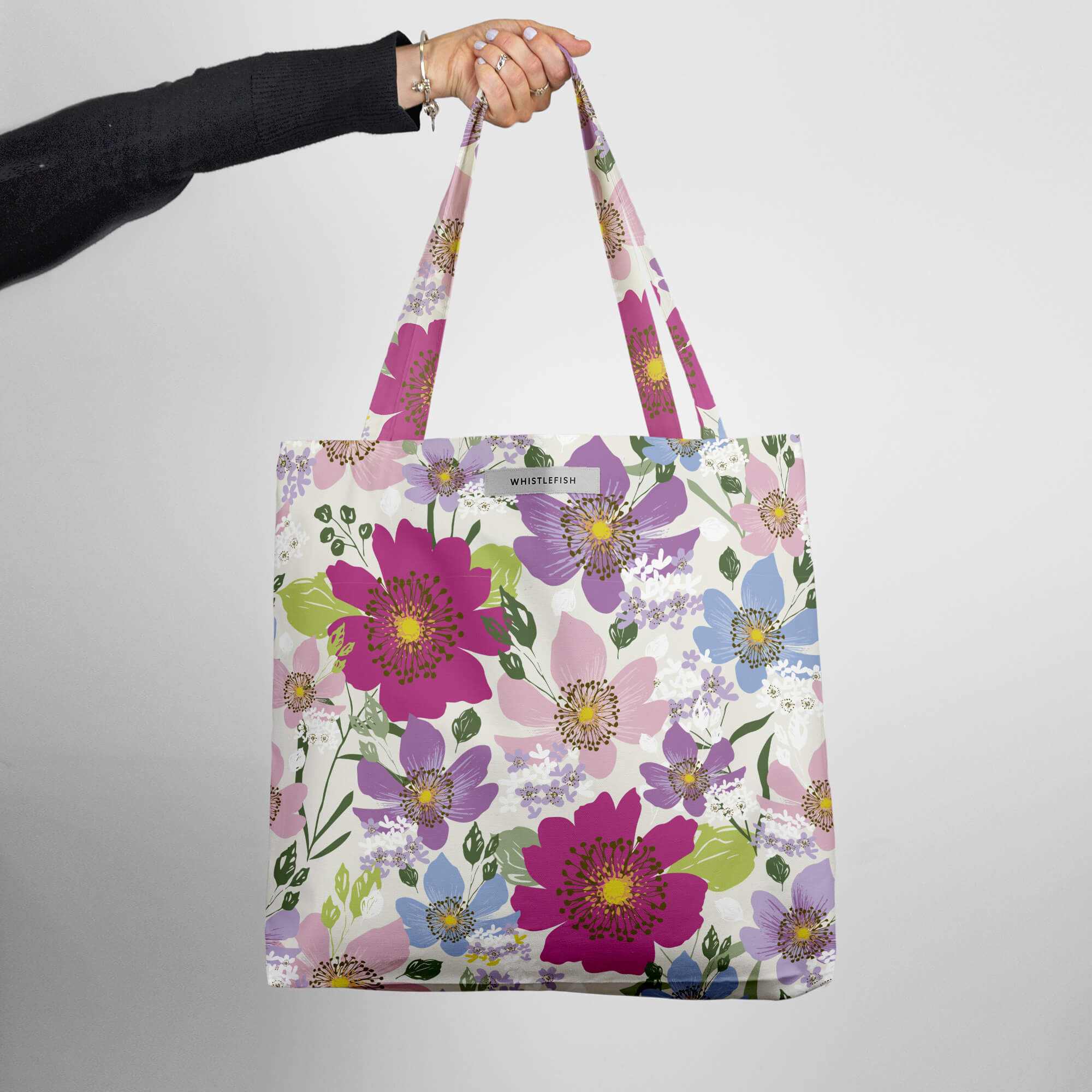 An image of Pink Floral Tote Bag Whistlefish