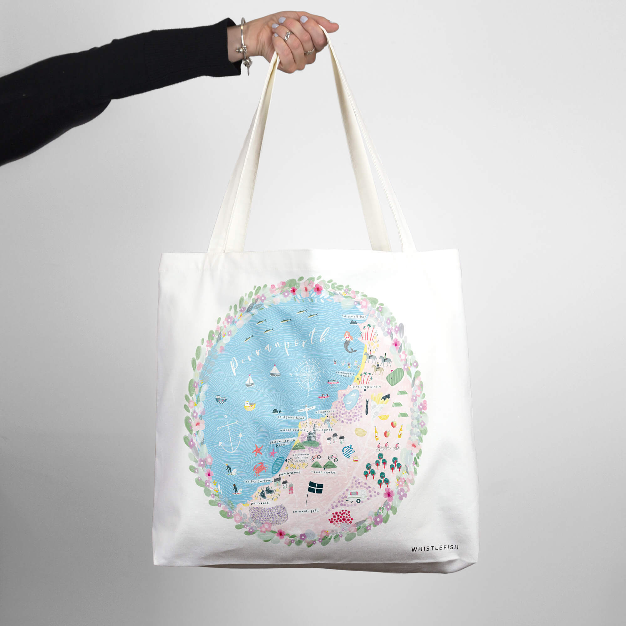 An image of Perranporth Map Tote Bag Whistlefish