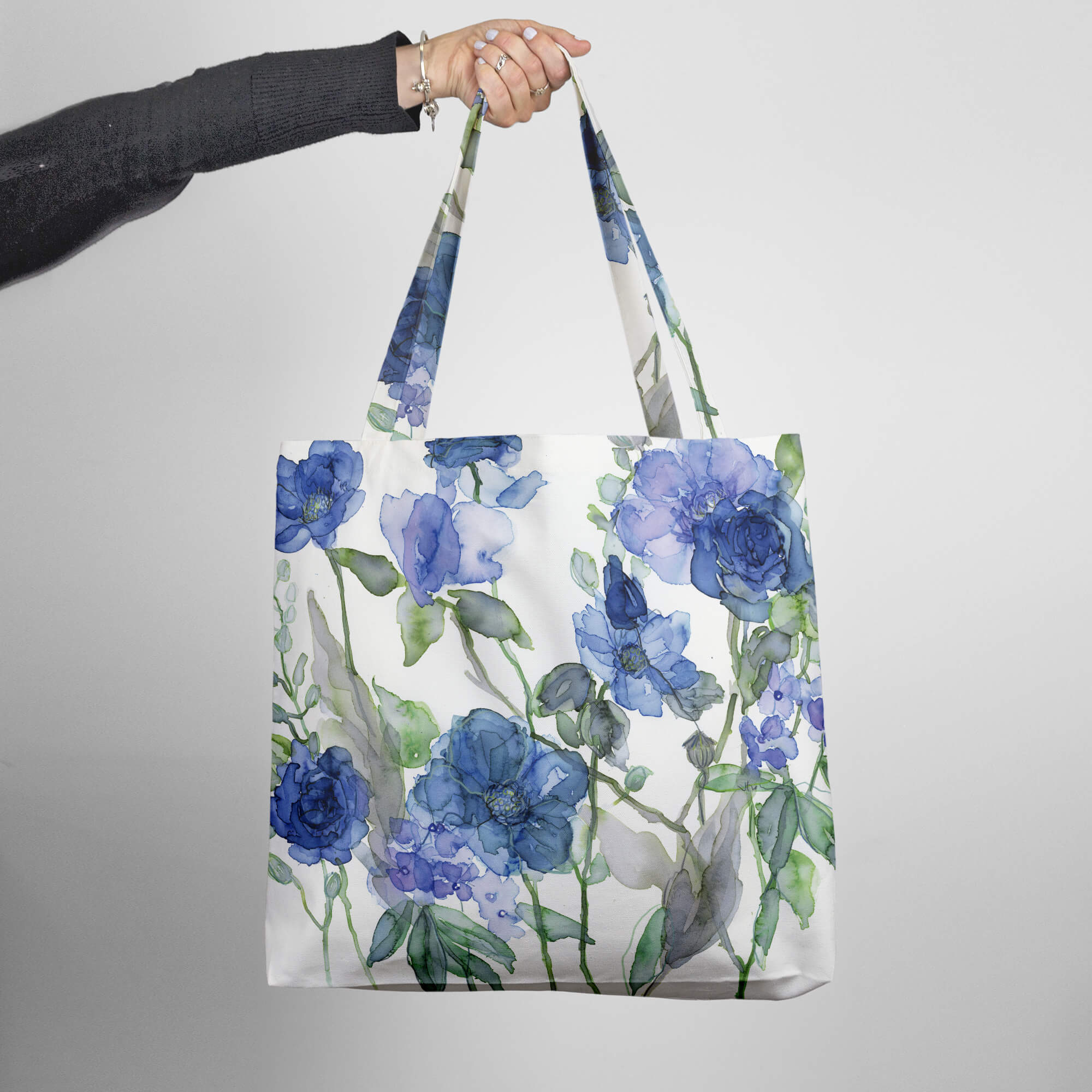 An image of Blue Roses and Phlox Tote Bag Whistlefish