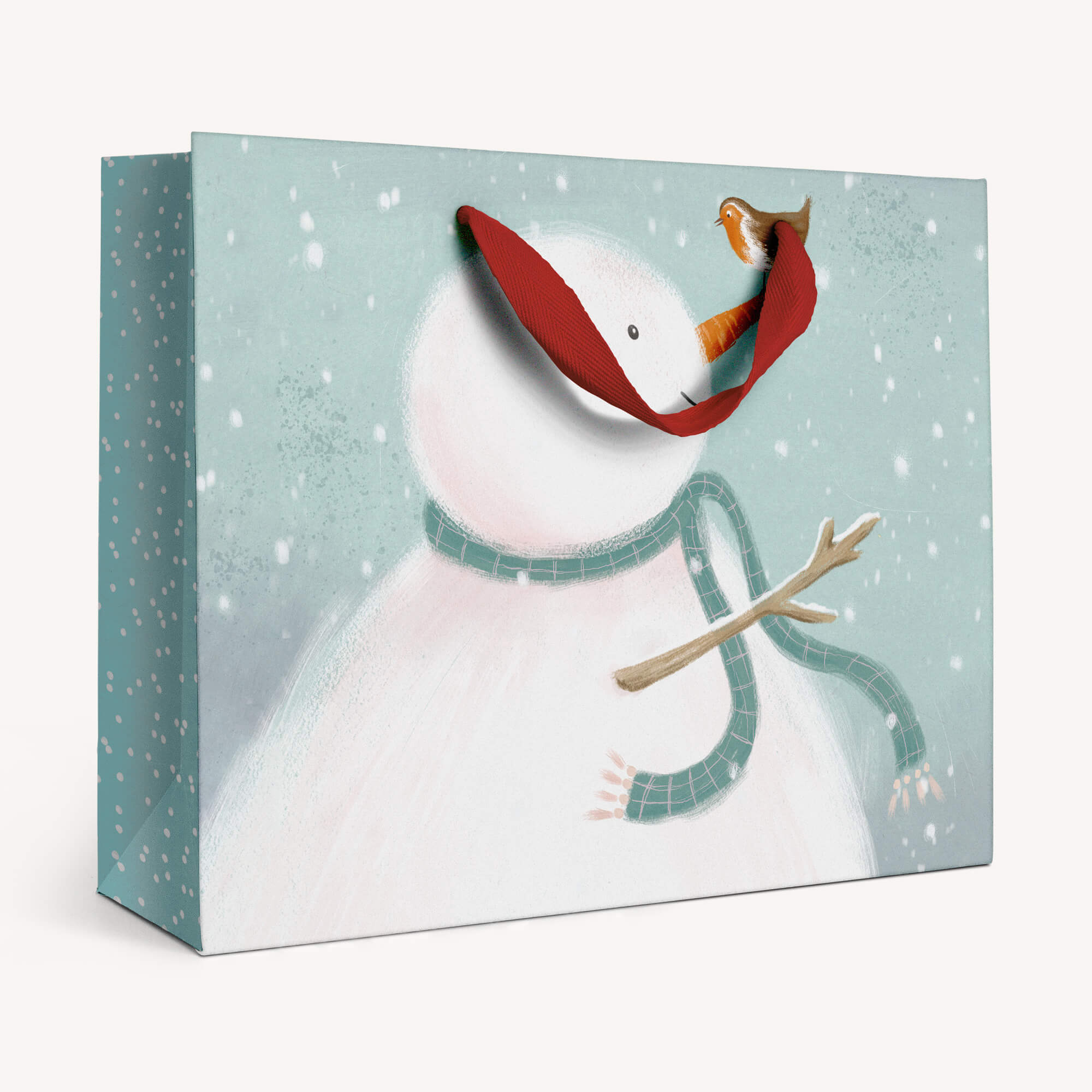 An image of Large Snowman & Robin Christmas Gift Bag Whistlefish