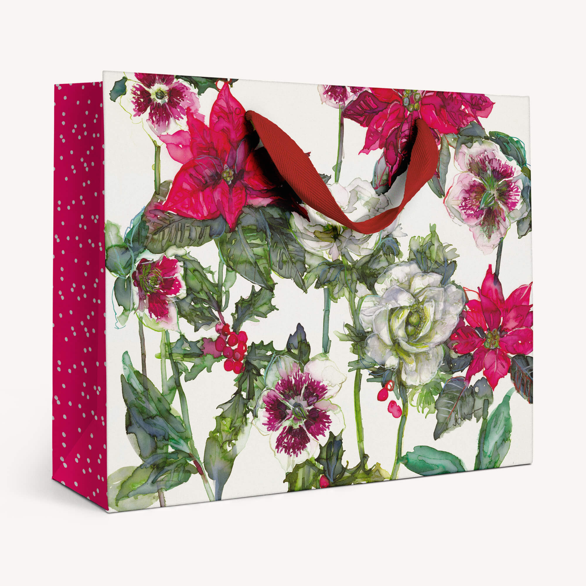 An image of Large Poinsettia Christmas Gift Bag Whistlefish