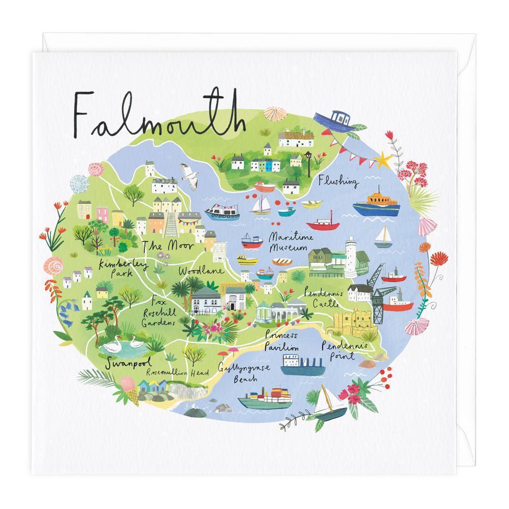 Map Of Falmouth Area A359 - Falmouth Map Card – Whistlefish