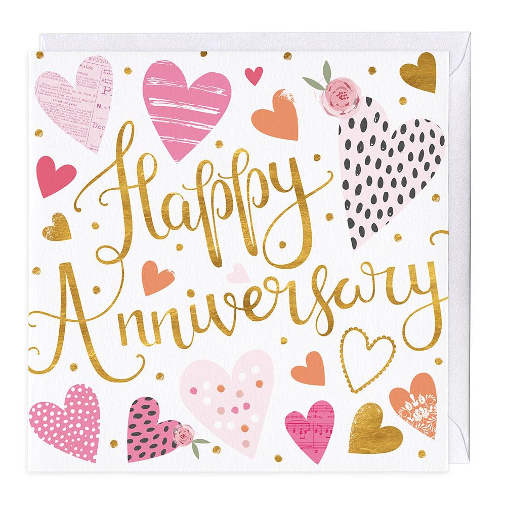 hearts happy anniversary card