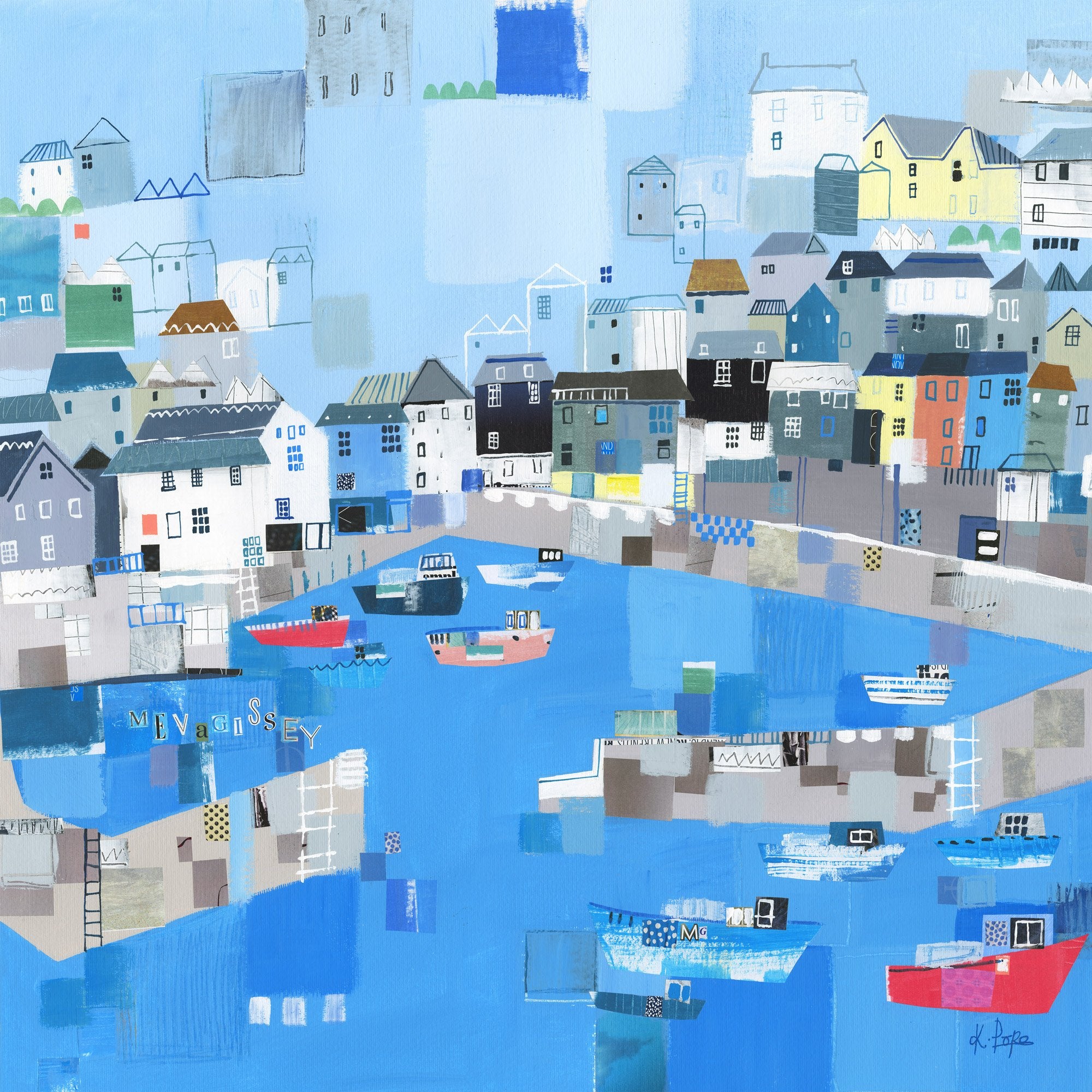 An image of Mevagissey Harbour Art Print Whistlefish