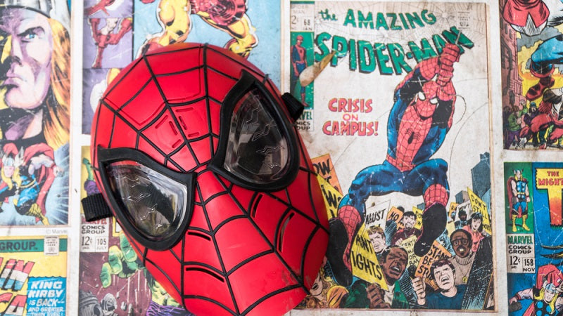 spider-man comic and mask