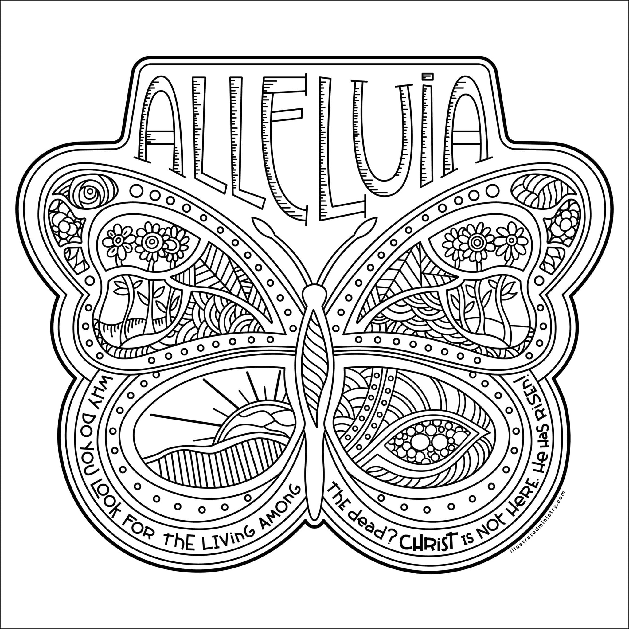 Download Alleluia Butterfly Coloring Page & Poster - Illustrated Ministry