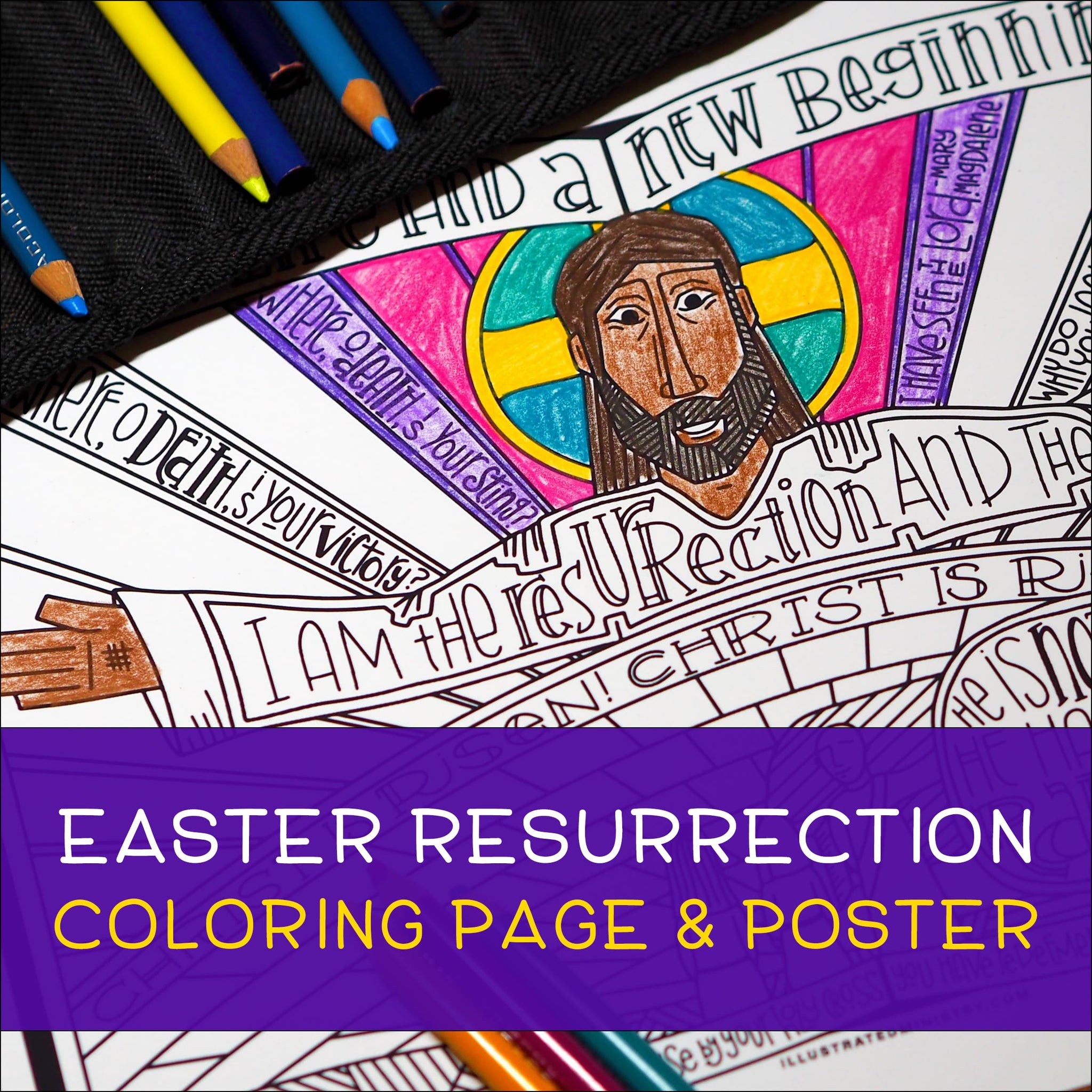 Easter Resurrection Coloring Page Poster Illustrated Ministry
