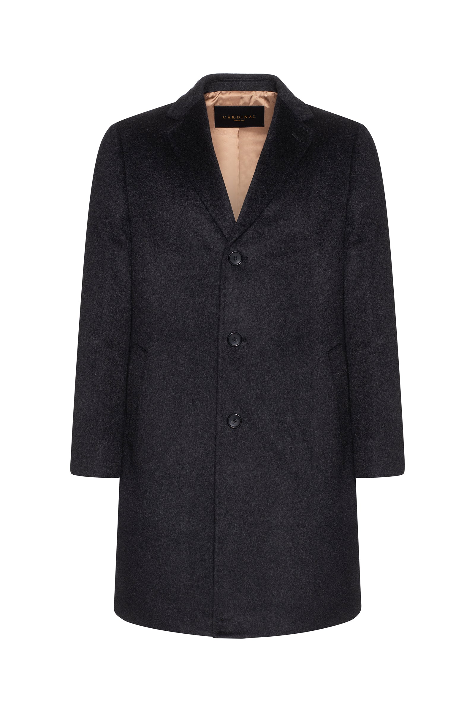 SUTTON BLACK WOOL OVERCOAT