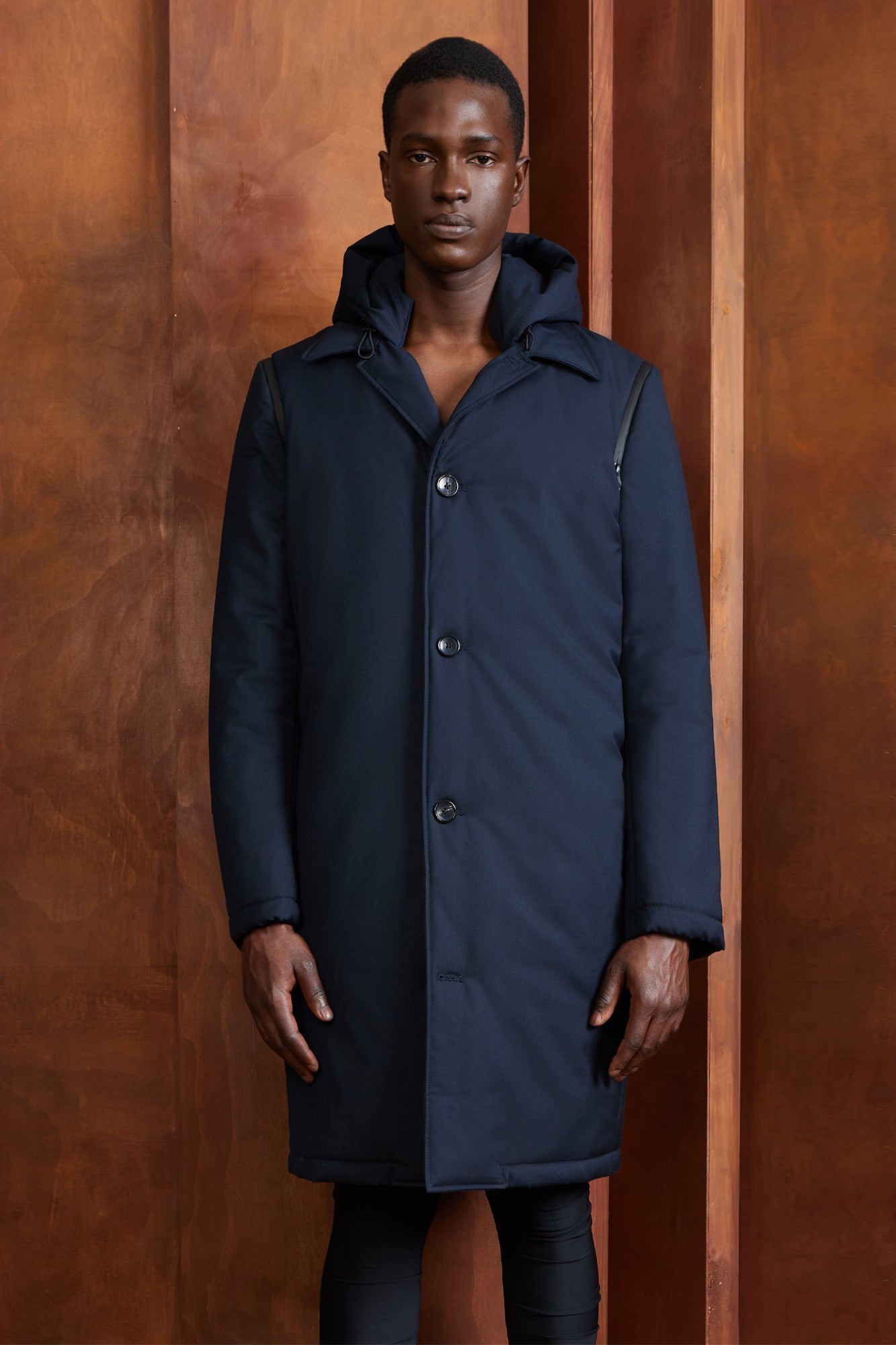 MONT-ROYAL NAVY MELANGE WOOL & CASHMERE CAR COAT