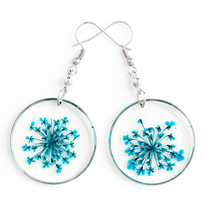 ORB FUNKY EARRINGS BLUE – Hanami Real Flower Jewelry