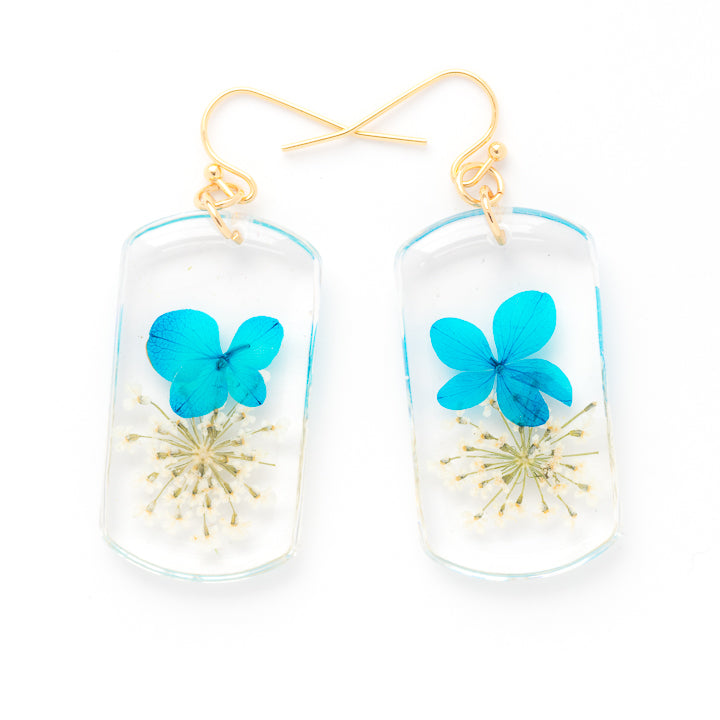 Blue Orb Zoe Earrings Hanami Real Flower Jewelry