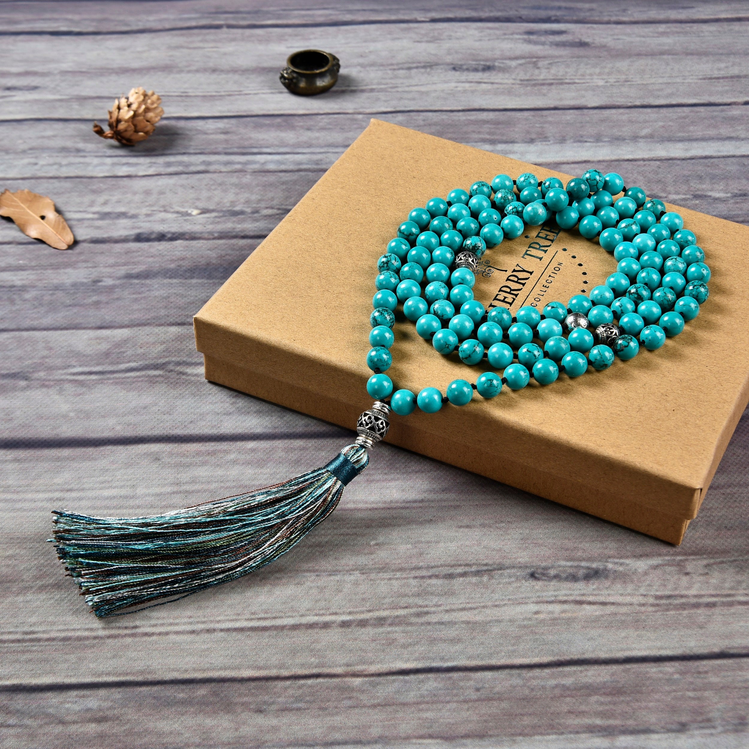 Mala Necklace | 108 Hand-Knotted 8mm Round Beads (Tibetan