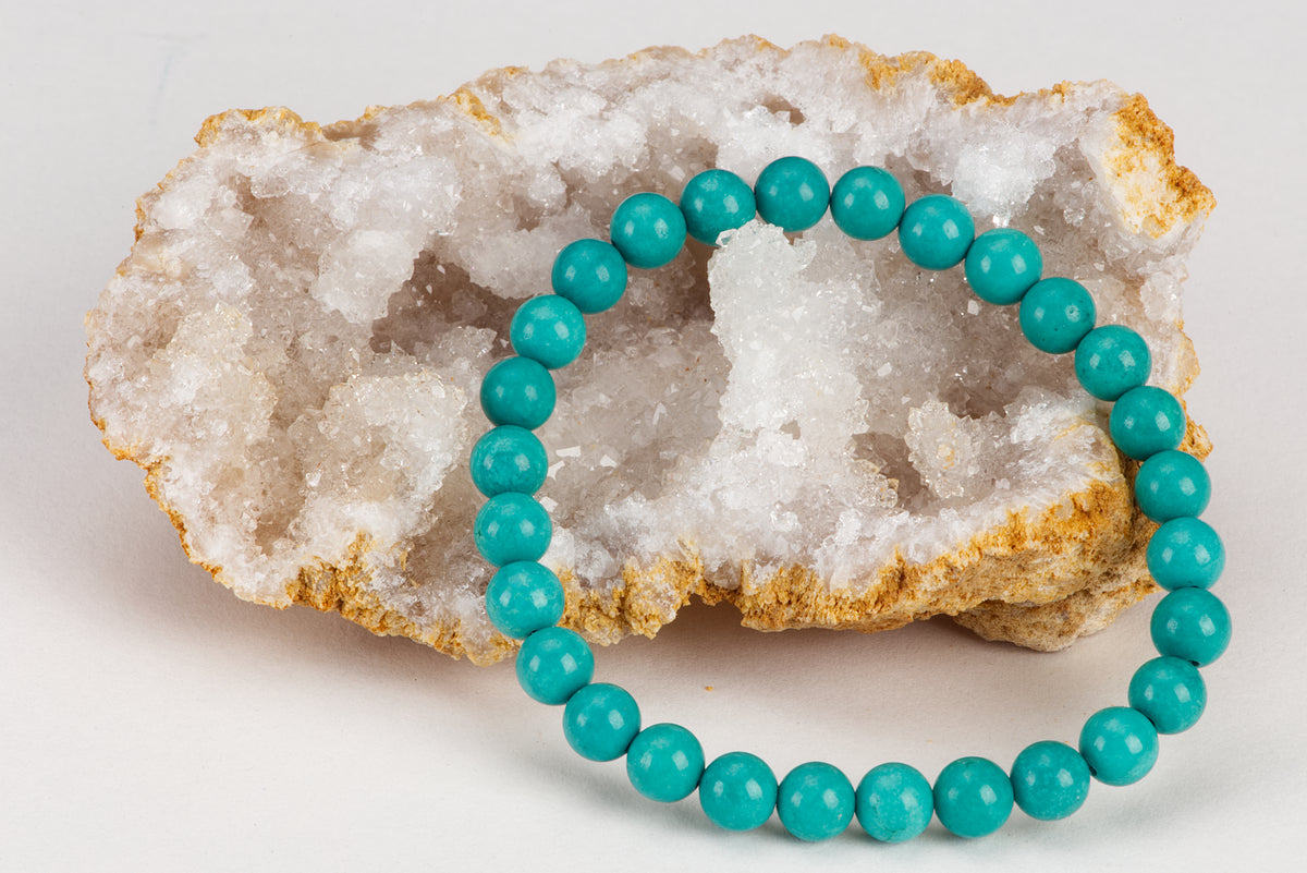 Stretch Bracelet  8mm Beads (Turquoise Howlite - Blue) – Cherry