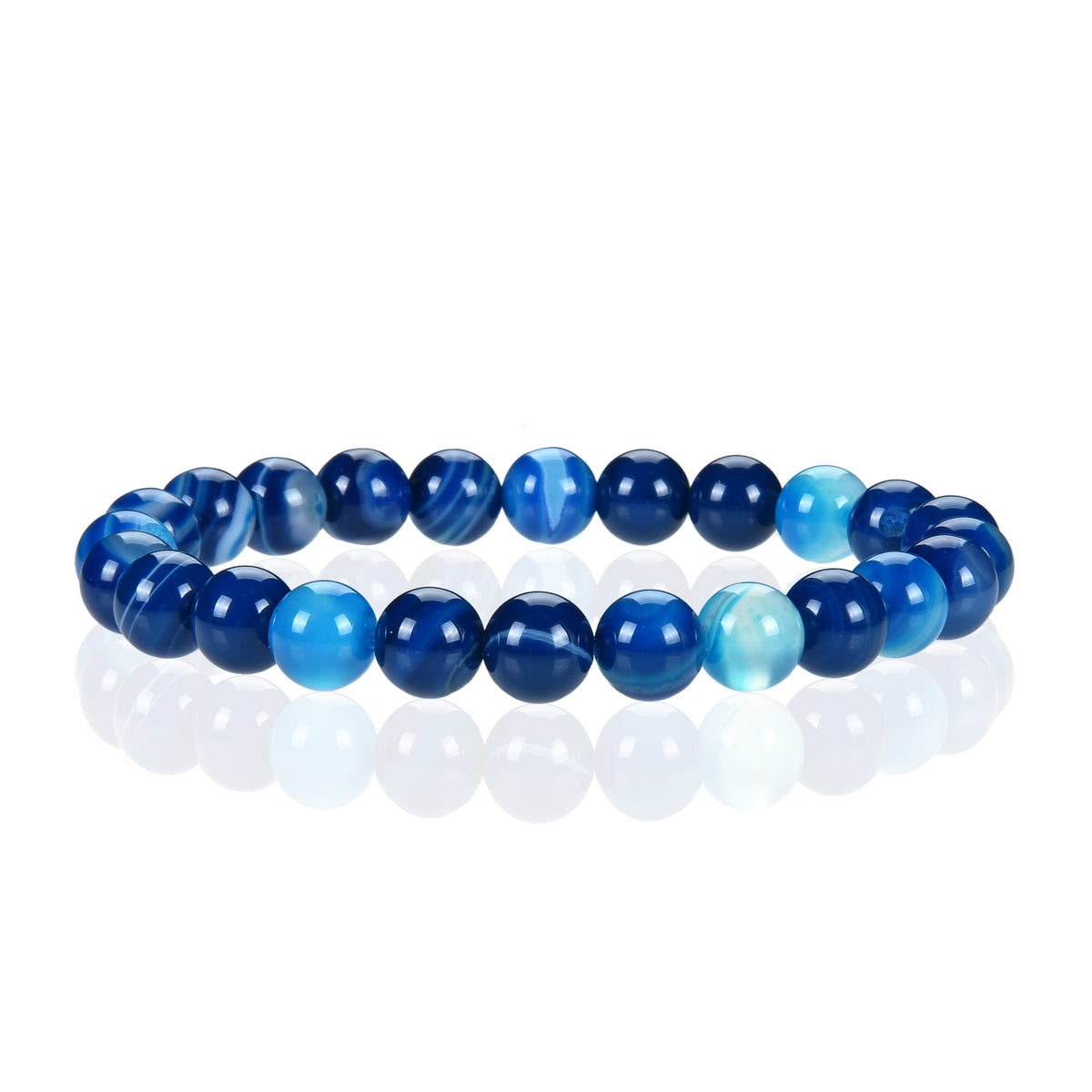 Stretch Bracelet  6mm Beads (Lace Agate - Blue) – Cherry Tree