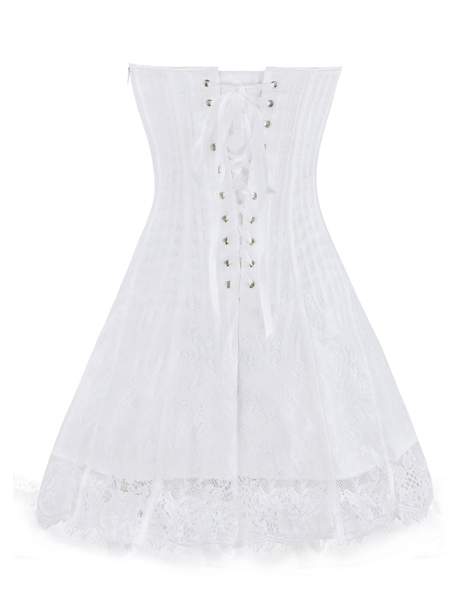 white boned corset dress