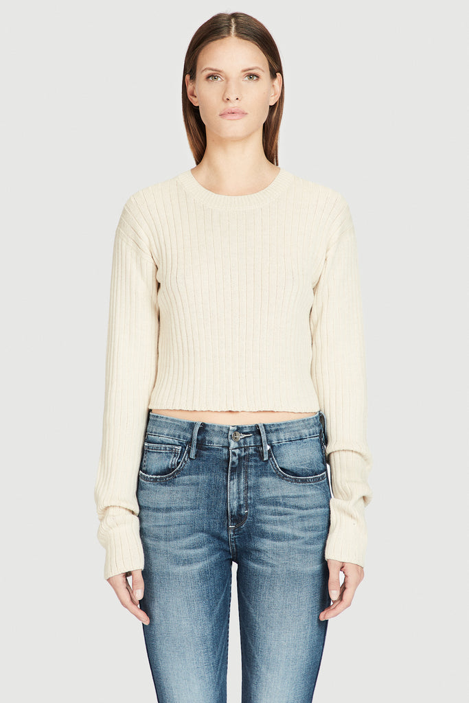 Ivory Baby Alpaca Cropped Sweater