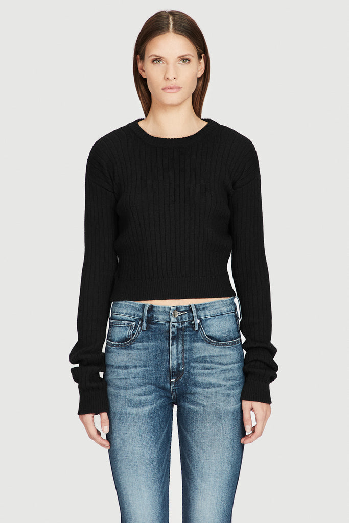 Black Baby Alpaca Cropped Sweater