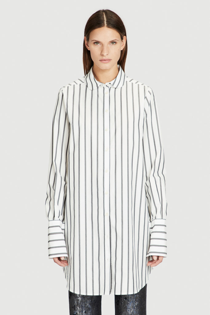 Gold Striped Cotton Boyfriend Shirt