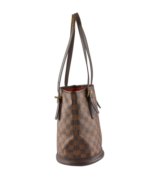 Louis Vuitton N42240 Petit Bucket Brown Damier Ebene Coated Canvas Tote | Cash In My Bag