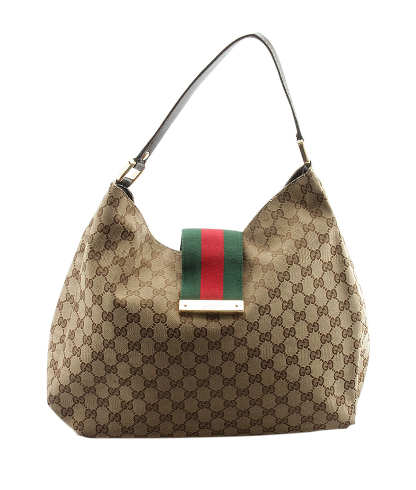 Gucci 211933 Brown GG Canvas Hobo 