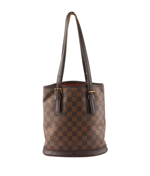 Louis Vuitton N42240 Petit Bucket Brown Damier Ebene Coated Canvas Tote | Cash In My Bag