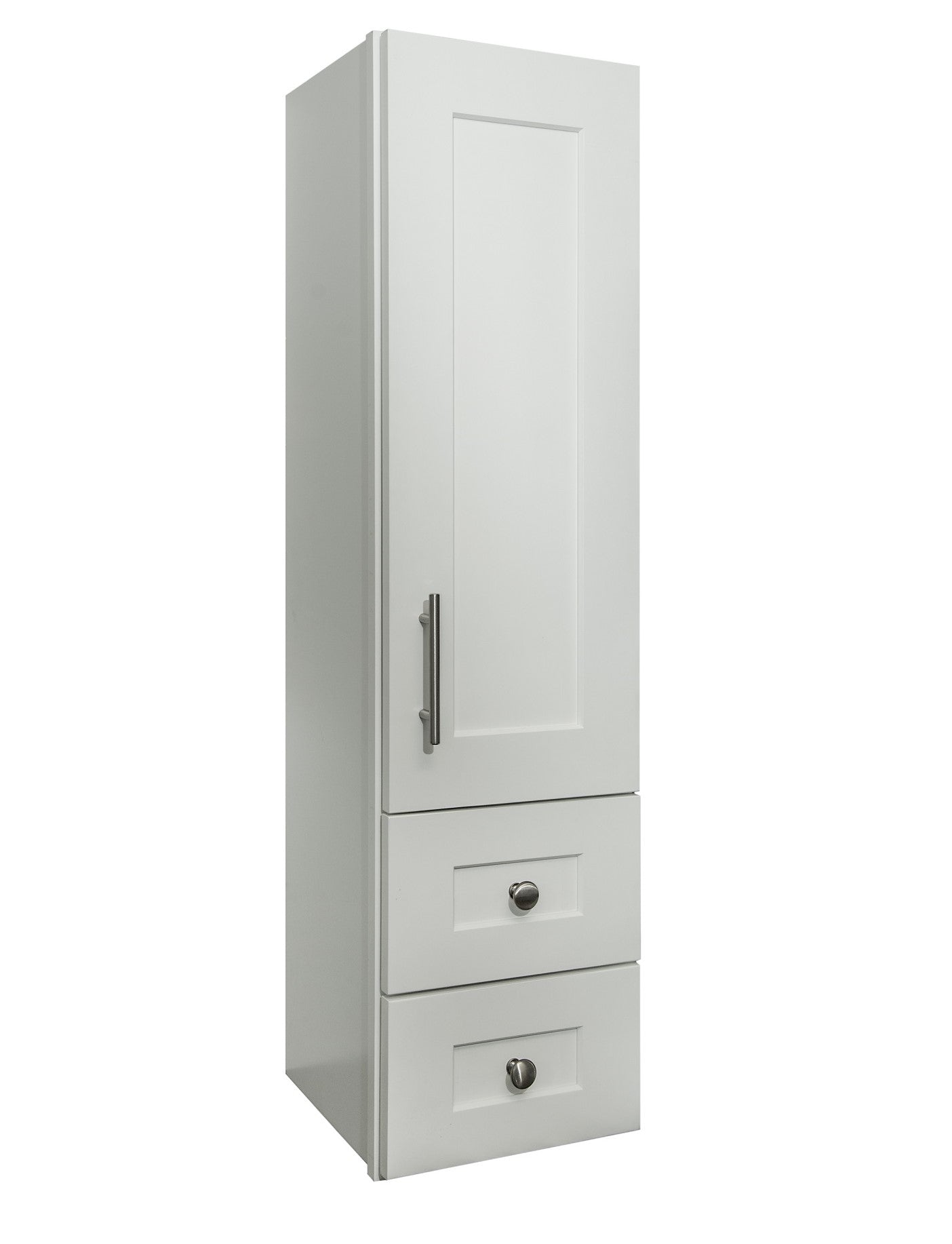 White Linen Cabinet With Wood Door Semi Custom Collection