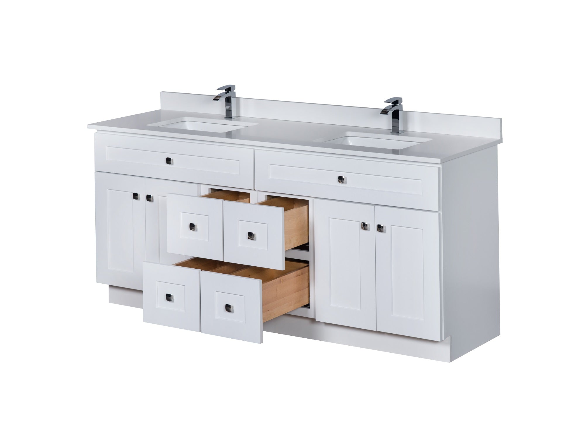 72 Double Sink Maple Wood Bathroom Vanity In White Broadway