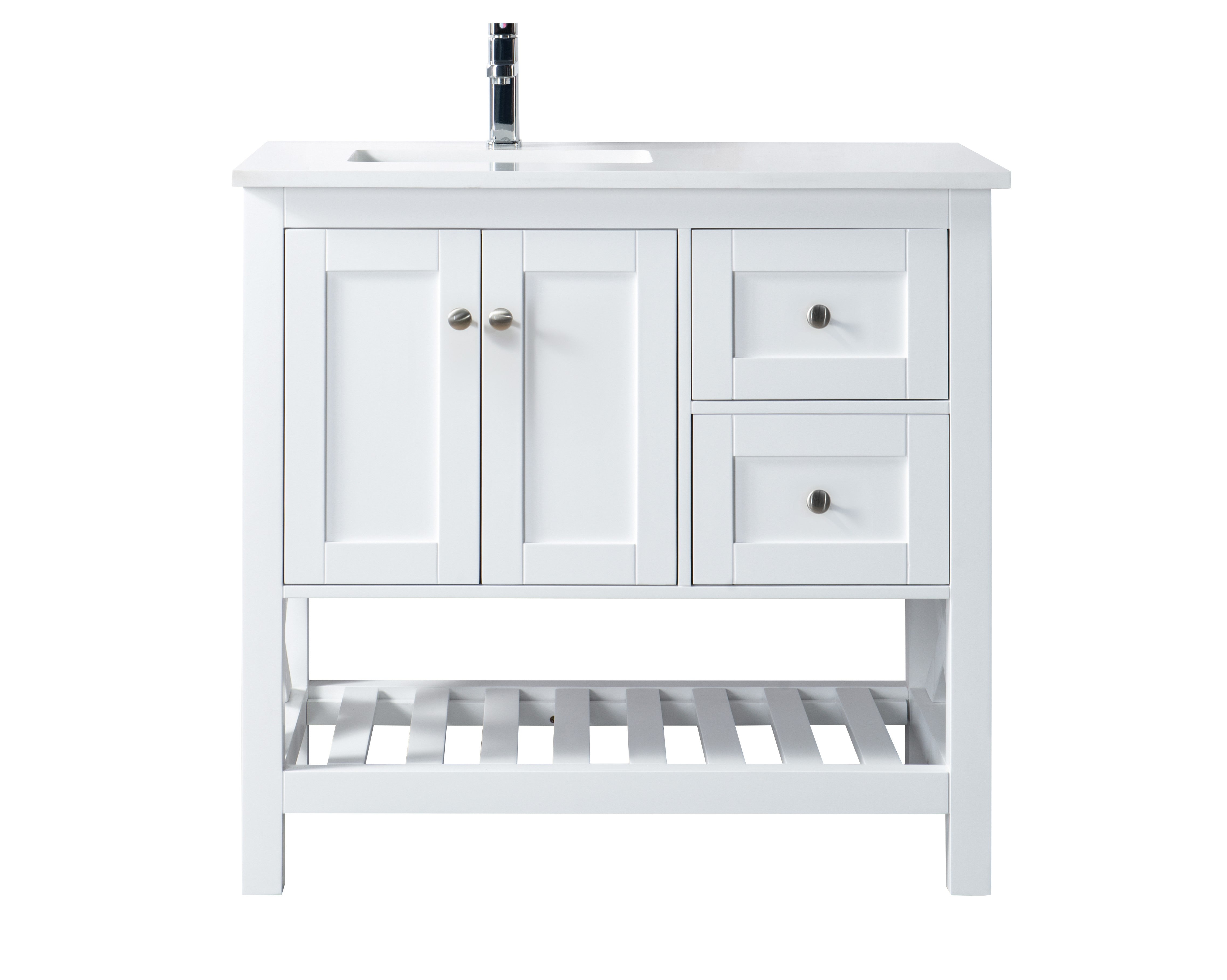 36 Taiya Bathroom Vanity In Toga White Left Offset Sink Broadway Vanities