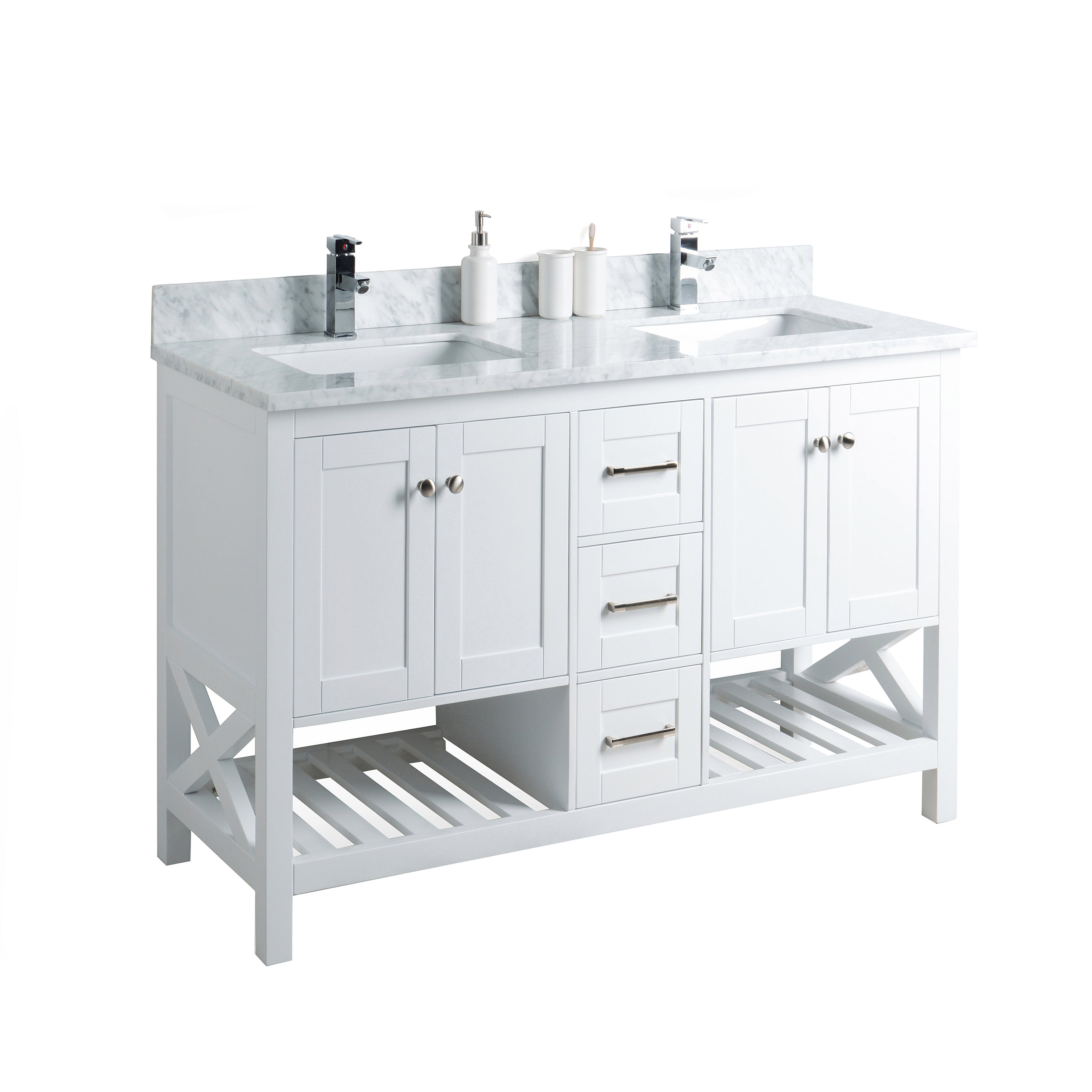 54 Taiya Bathroom Vanity In Toga White Double Sink Broadway