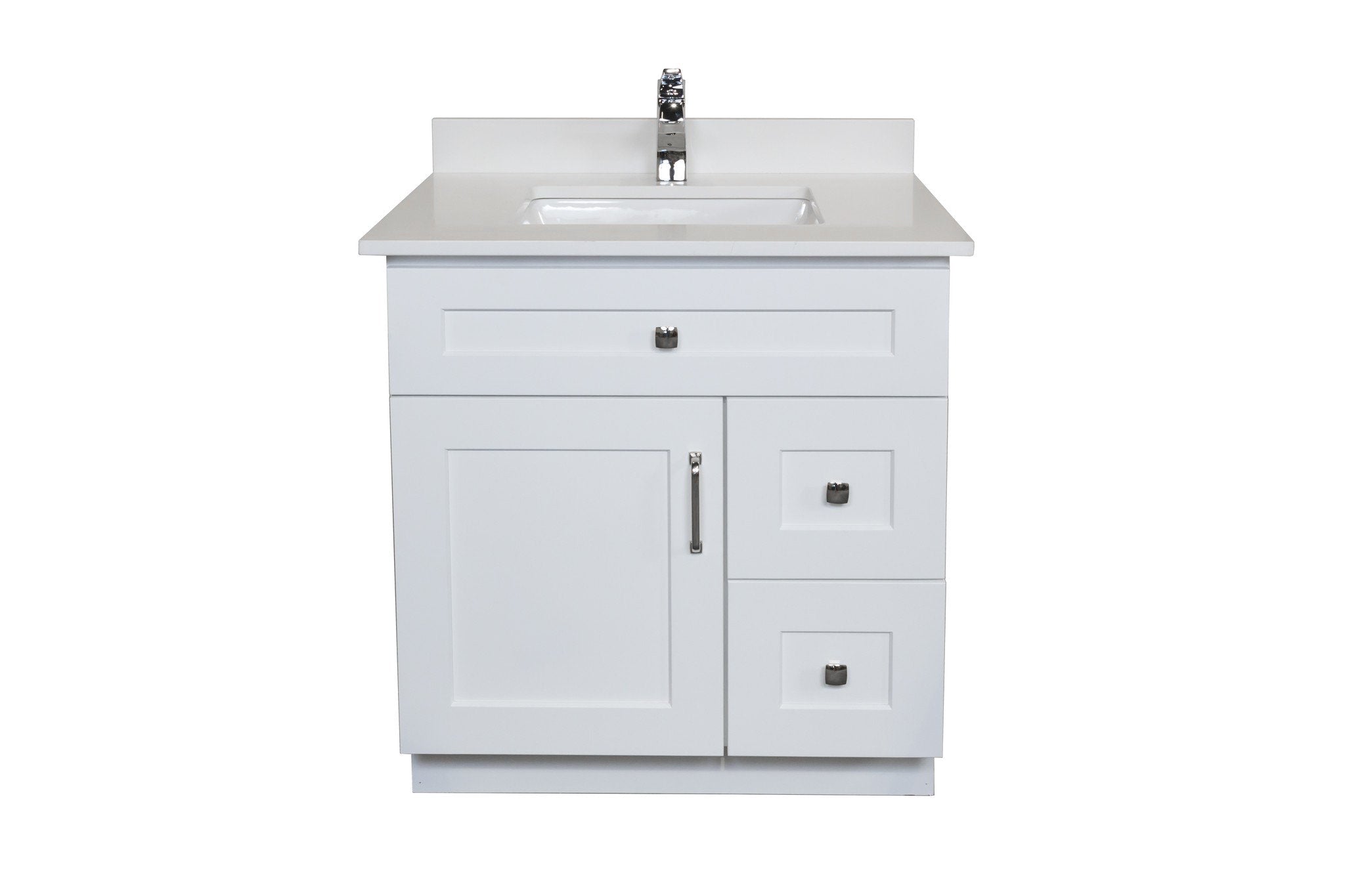 30 ̎ Maple Wood Bathroom Vanity in White - Combo ...