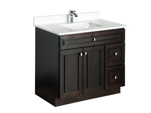 Espresso Vanity In Grey Bathroom