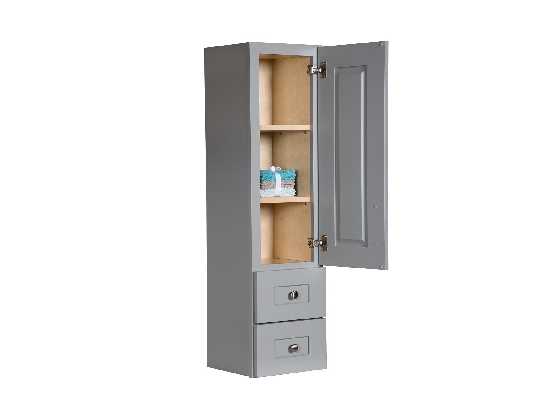 Grey Linen Cabinet With Wood Door Semi Custom Collection