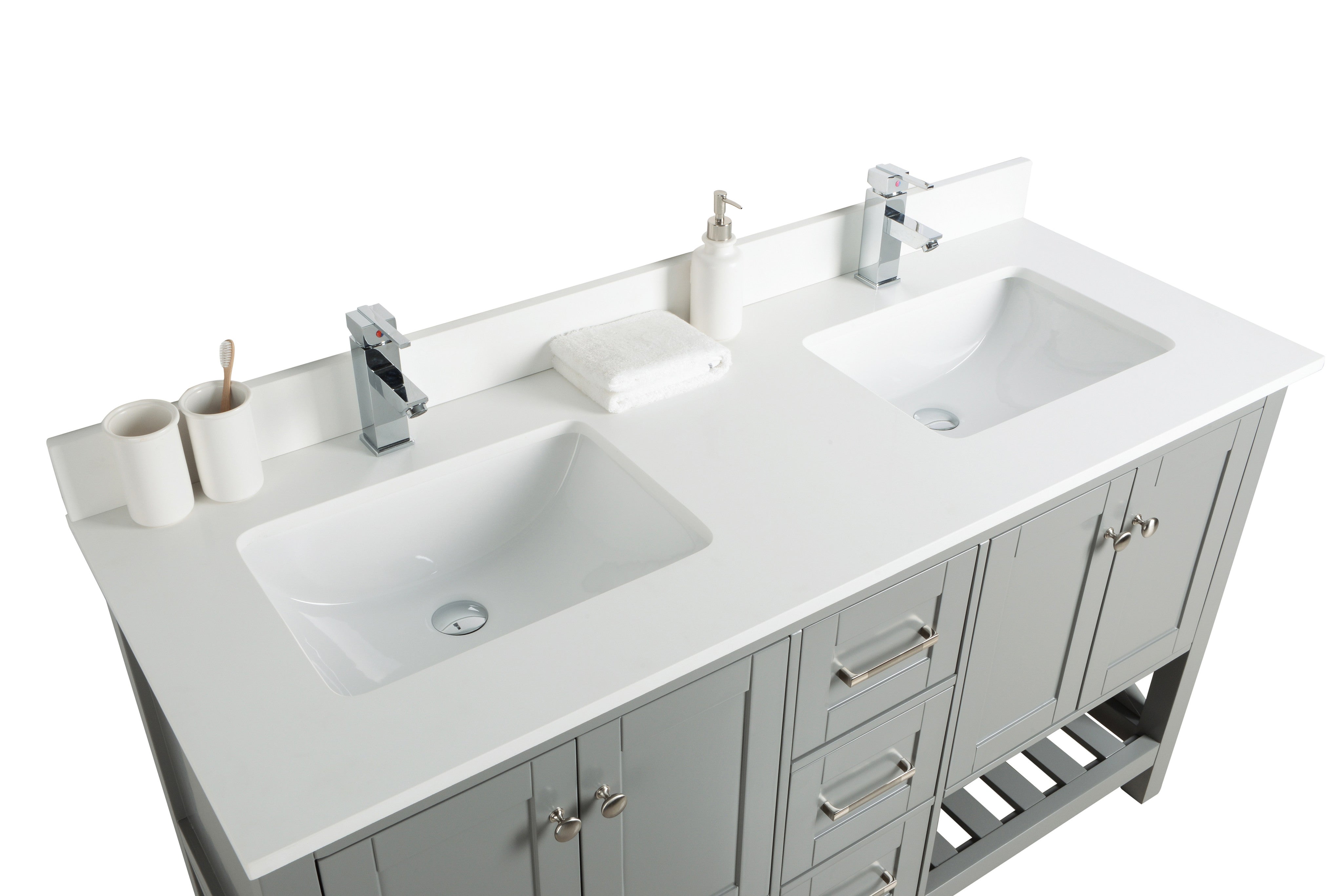 59 Inch Double Bowl Bathroom Vanity Cabinet