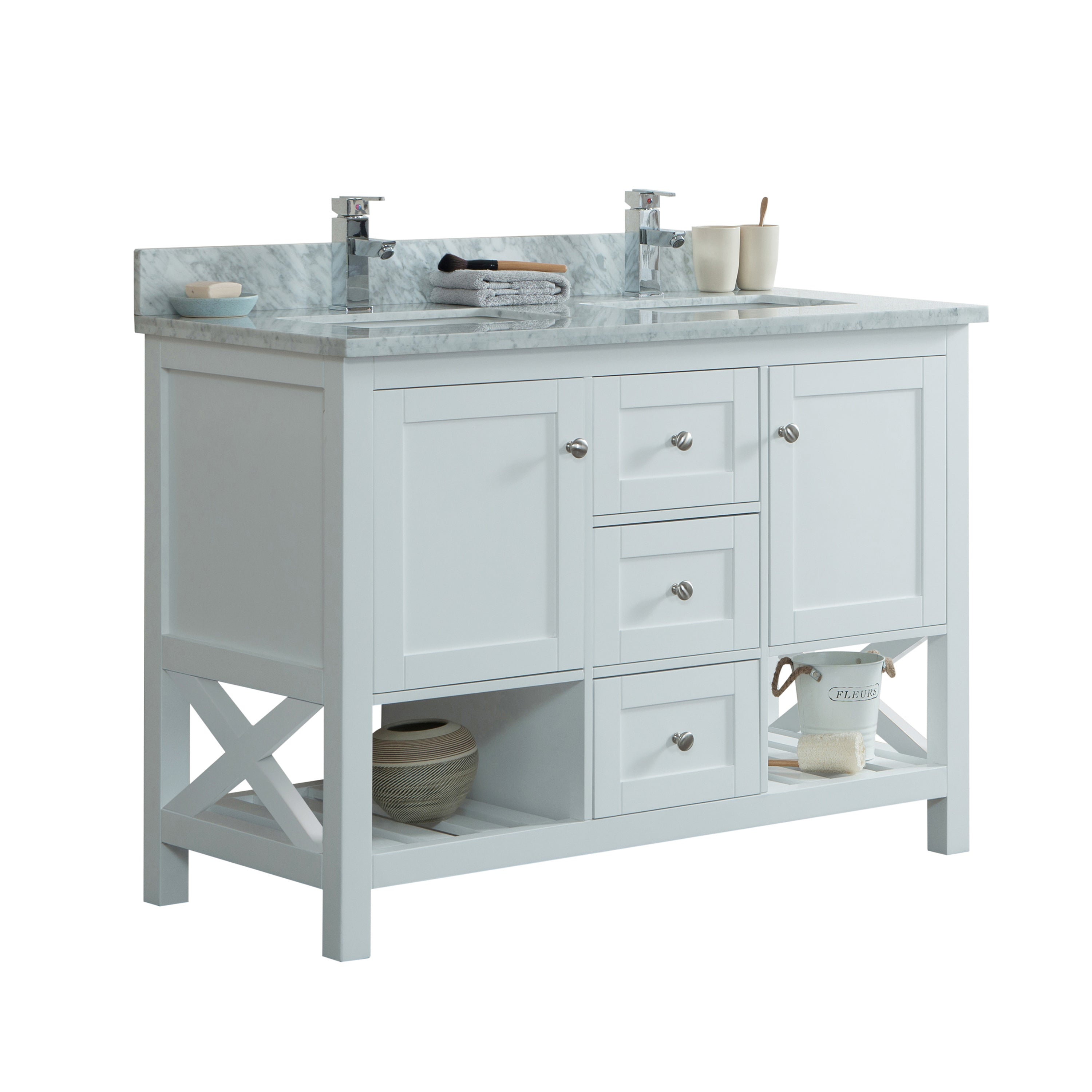 48" Taiya Bathroom Vanity in Toga White - Double Sink ...