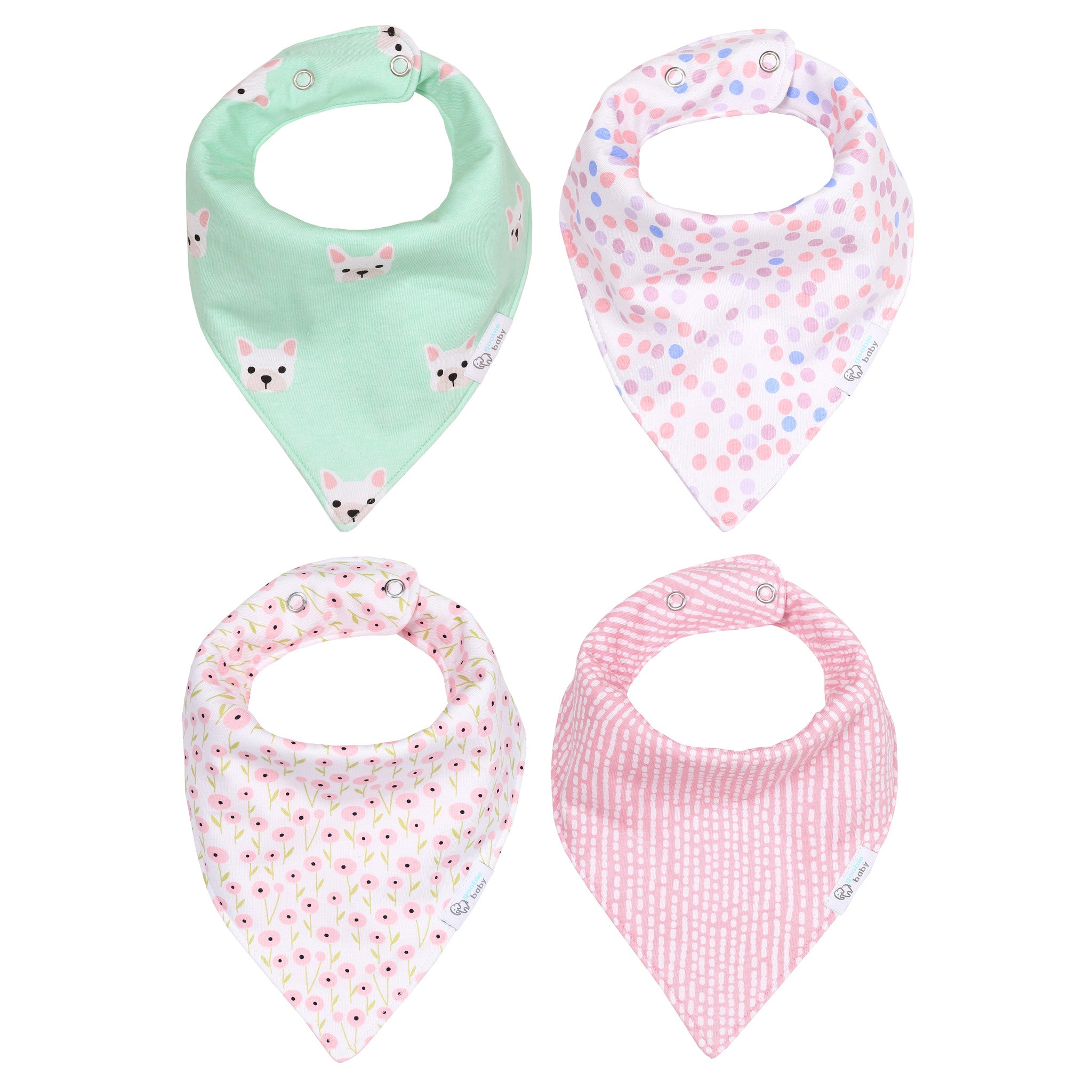 Heer Twisted tent Reversible & Waterproof Cotton Baby Bandana Drool Bibs - Mint / Pink Puppy  for Girls – Goobie Baby