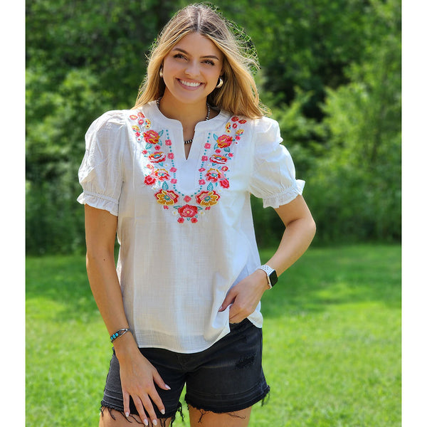 White Floral Blouse – Western Edge, Ltd.